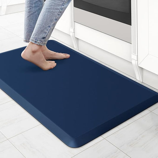 KitchenClouds Kitchen Mat Cushioned Anti Fatigue Rug 17.3"x28" Waterproof Non Slip Standing Desk Mat Comfort Floor Mats for Kitchen House Sink Office (Blue)