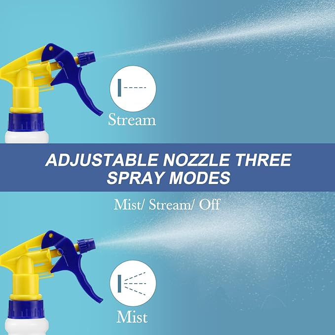 10 Pack Spray Bottles 16 oz Empty Water Spray Bottles for Cleaning Heavy Duty Refillable Squirt ‌container with Measurements Adjustable Nozzle for Household (Blue and Yellow,Stylish Style)