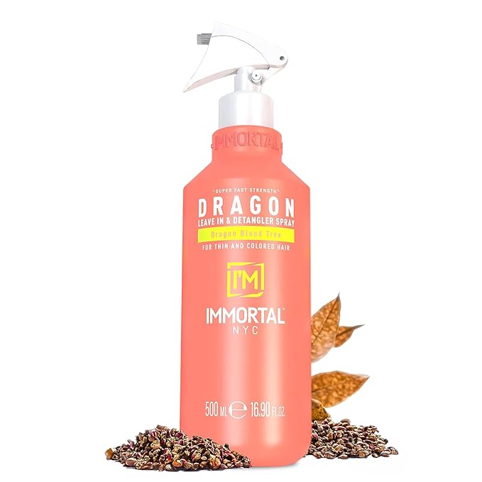 Immortal NYC Dragon, Leave in and Detangler Spray, 17 oz, For Thin and Colored Hair