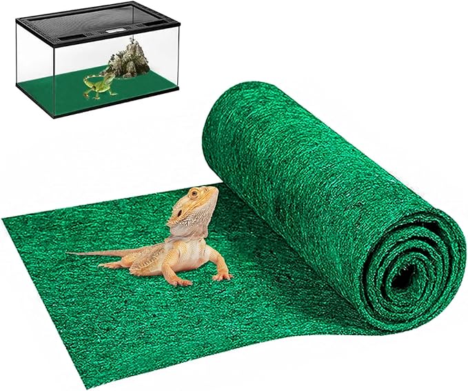47" x 24" Large Reptile Carpet Terrarium Liner Bedding Reptile Substrate Mat Tank Accessories for Bearded Dragon Snake Lizard Tortoise Leopard Gecko (Green)