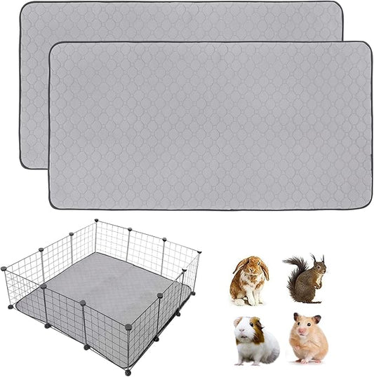 2 Pack Guinea Pig Cage Liners, 42'' X 42'' Washable Guinea Pig Pee Pads, Non Slip Reusable Super Absorbent Guinea Pig Training Mat Bedding Fleece for Small Animals Hamster Rabbit Chinchilla Rat