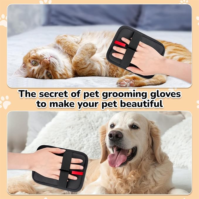 2Pcs Pet Hair Remover, electrostatic pet Hair Removal Gloves, cat and Dog pet Hair Removal Tools, Suitable for Bed Sheets, Blankets, Clothes, Sofas, Multi-Functional Beauty Gloves