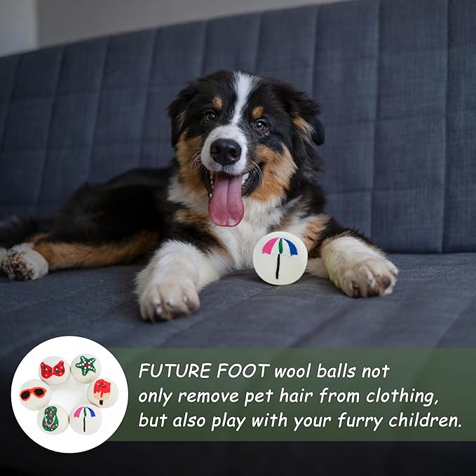 Wool Dryer Balls XL Size 6 Pack - Fun Dryer Balls with Beach Pattern Cute Dryer Balls Laundry Reusable Anti Static Handmade New Zealand Wool Balls (Beach Pattern)