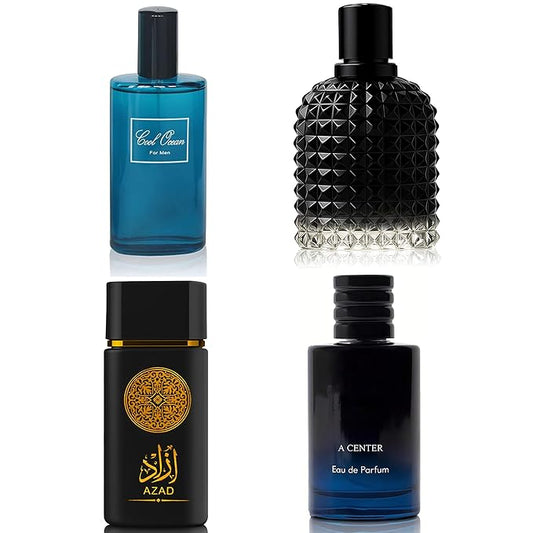 Men's Cologne Include 4 Variety Pack Perfume Gift Set- 3.4 Fl Oz Each Eau De Parfume Tobacco,Musk,Woody,Masculine Scent Long Lasting Fragrance(Bundle M)