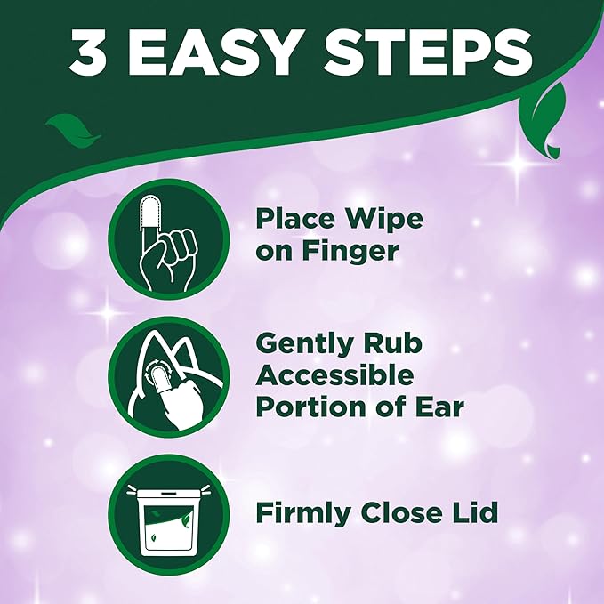 Vet's Best Ear Relief Finger Wipes, Ear Cleansing Finger Wipes for Dogs, Sooths & Deodorizes, 50 Disposable Dog Wipes