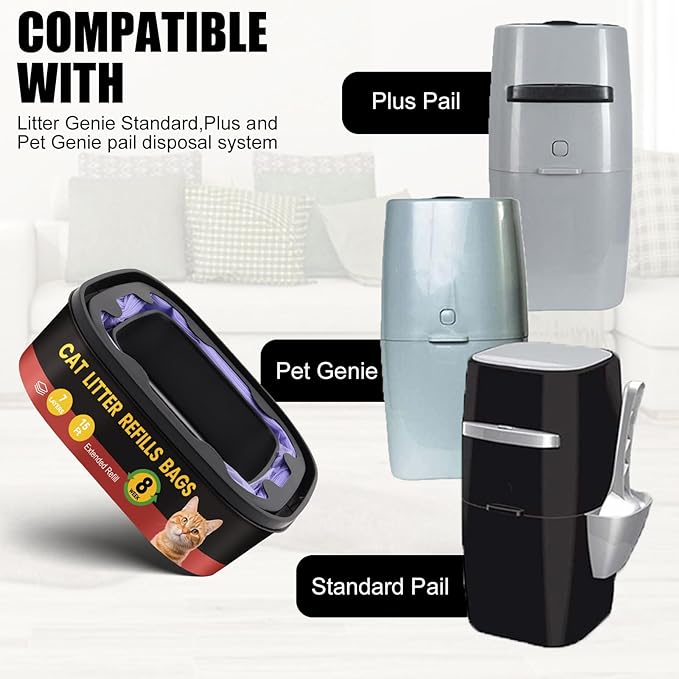 12 Pack Cat Litter Refill Bags Compatible with Litter Cat Genie Standard,Plus,XL,Odor Control Pails