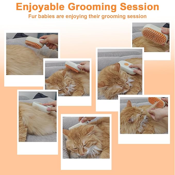 Nepfaivy Pet Steam Brush for Cat - Cat Steam Brushes for Indoor Cats Shedding, Rechargeable Steaming Brush for Dogs, Dog Mist Water Steamer, Pet Spray Hair Removal Comb for Massage Grooming