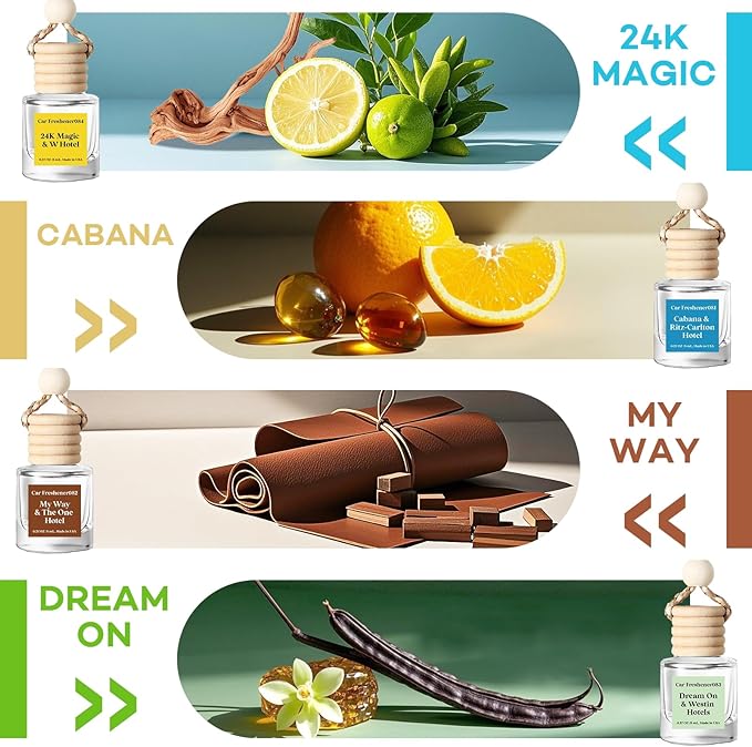 C Classy Car Air Freshener Hanging 2 Pack, Air Fresheners,Hotel Scent Air Freshener, Diffuser Oil for C ar, Long-Lasting Fragrance, Car Freshener for Women & Men Gift, Made in USA