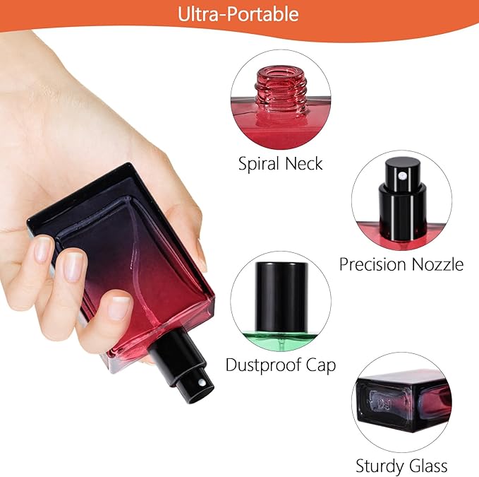 Perfume Bottles Empty Glass Atomizer Sprayer, 6 Pack 30ml Refillable Travel Spray Bottle for Fragranc or Essential Oil, Portable Cologne Atomizers with Dispensing Kit for Handbag, Date