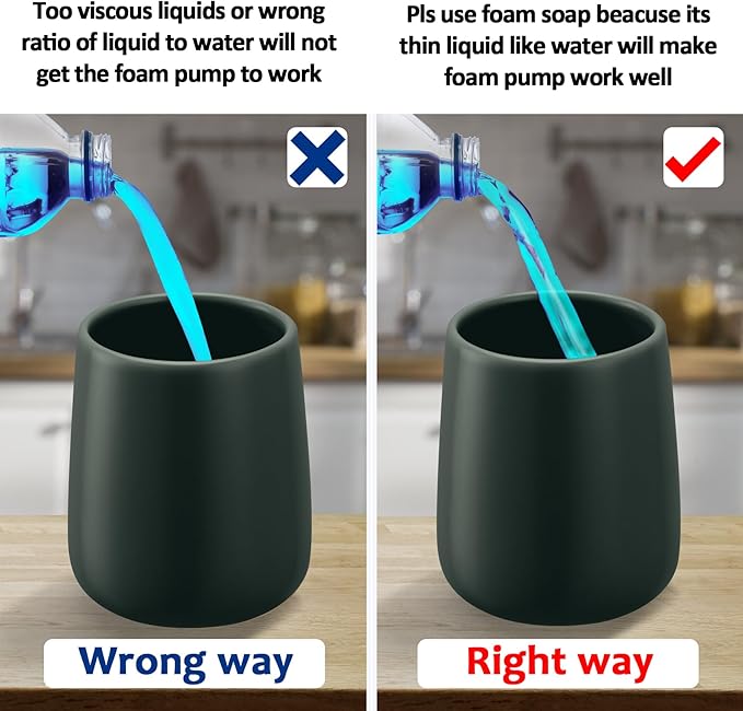 Soap Foaming Dispenser Ceramic with Easy-to-Press Pump Hand Foam Dispenser for Shampoo Bathroom Kitchen 12 oz