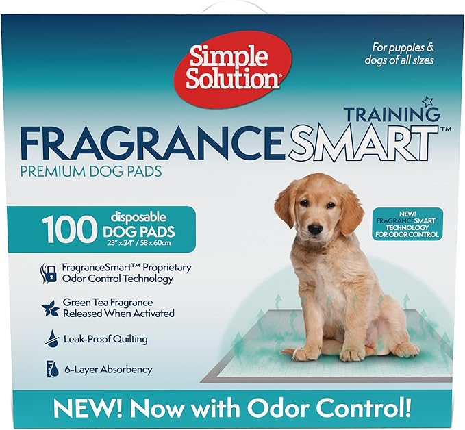 Simple Solution FragranceSmart™ Odor Control Puppy Training Pads | Green Tea Fragrance Odor Neutralizer with Wetness Indicator | 100 ct