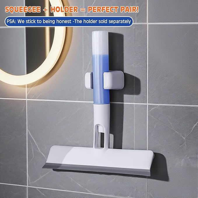 3 in 1 Window Cleaning Scraper with Spray, Glass Squeegee with Removable Hook-and-Loop Cloth for Easy Scrubbing and Streak-Free Cleaning