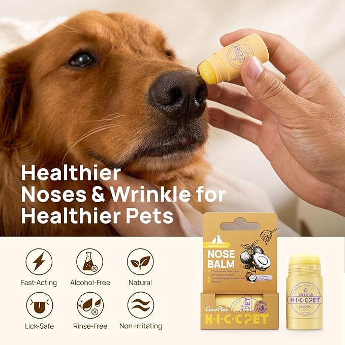 HICC PET Nose Balm for Dogs and Cats, Vet-Recommended Moisturizes, Soothes, Repairs Dry & Cracked Skin, Dog Wrinkle Butter Cream for Frenchies with Fermented Coconut Oil, Horse Hoof, Joint Care