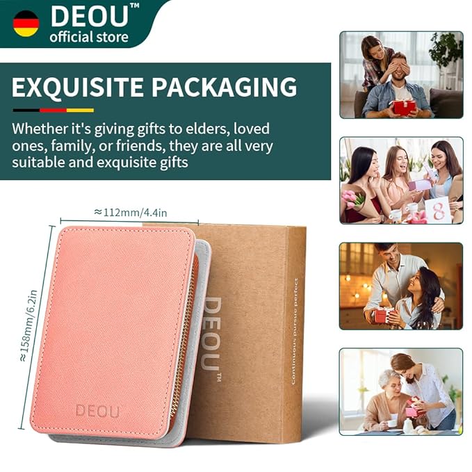 DEOU Professional Nail Set 11 in 1 stainless steel home care nail clippers, men's luxury travel leather storage box, women's beauty kit (Pink)