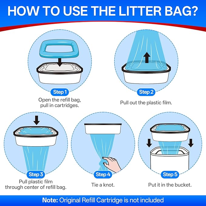 12 Cat Litter Refill Bags Compatible with Litter Genie XL+/XL/Plus/Standard/Style/Desgin Pail, Extra10% Length 27 Months Use Time, Super Odor Control, Plant Scented, Cartridge NOT Included