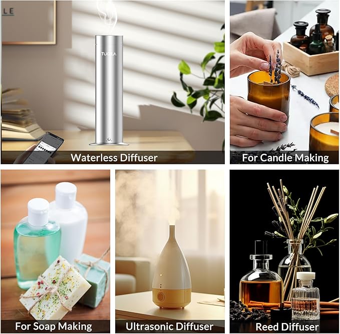 Waterless Diffuser Essential Oil Set(6X 20mL), Hotel Luxury Aroma Scent Oil My Way, Diamond, Hope, Infinity, White Tea, Usage Cold Air Diffuser Oils Aromatherapy for Home, Office, Car