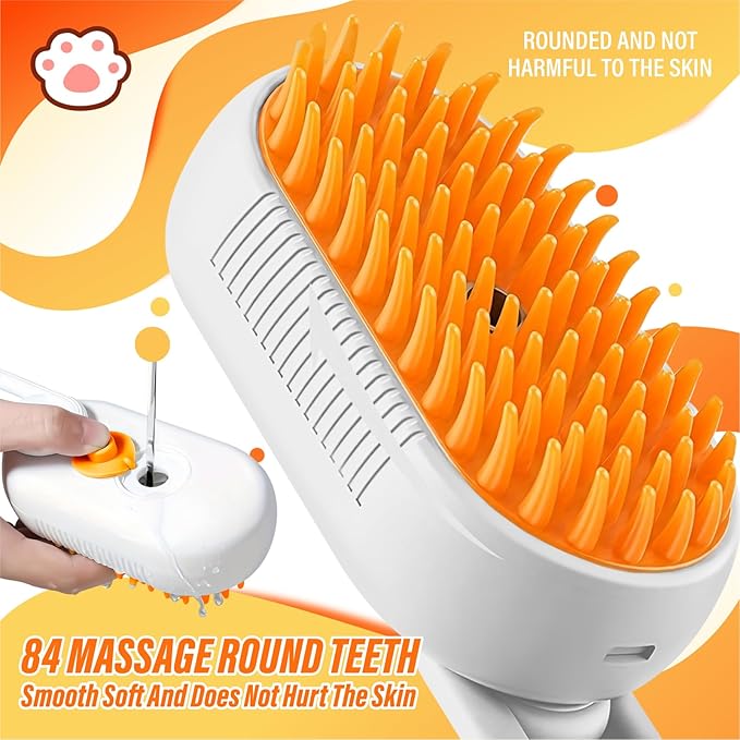 3 in 1 Cat Steam Brush, Rechargeable Steam Pet Brush for Dog,Cat and Other pet Anti-Static, Cleaning, Shedding & Combing All in One