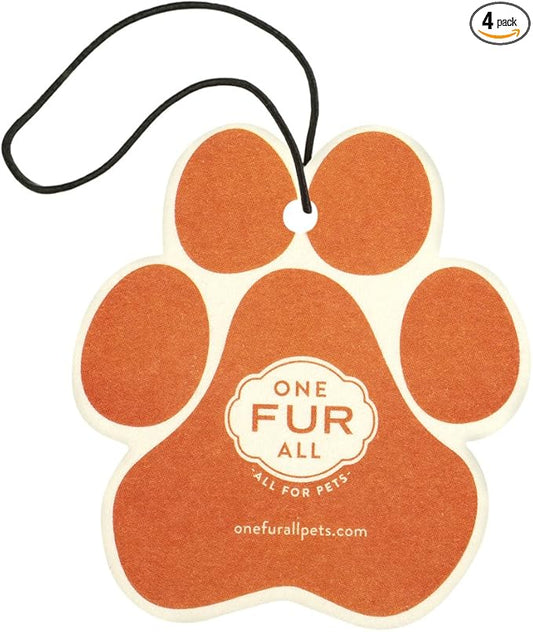 One Fur All Pet House Air Freshener - Mandarin Sage Pack of 4 - Non-toxic, Pet-Friendly for Small Spaces & Car - Hanging Odor Eliminating