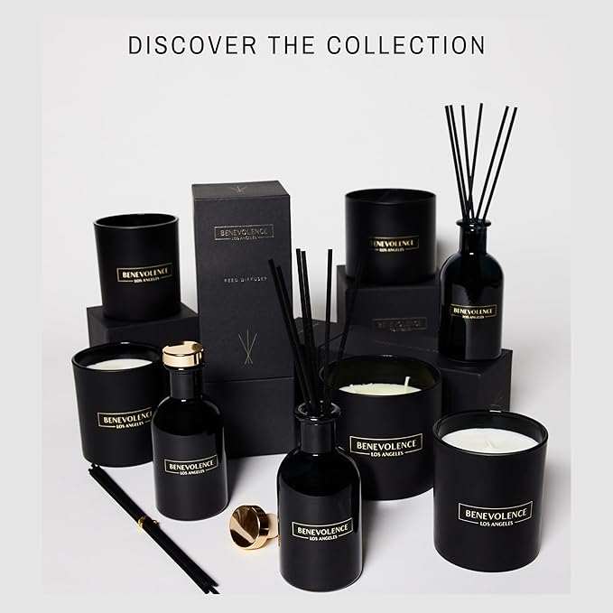 Benevolence LA Oud Wood Scented Candle | Soy Candles, Black Candle for Home | Gifts for Women and Men | Home Fragrance | Aromatherapy | 8oz, 45 Hour Burn