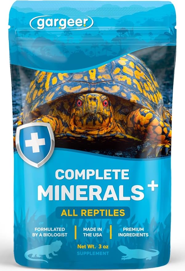 'Complete Minerals Plus' Supplement for All Reptiles | Supports Strong Bones, Shell, Skin, Muscle Function, Metabolism & Clay Minerals Boost | Lizards, Turtles & Tortoises | 3oz | Made in USA