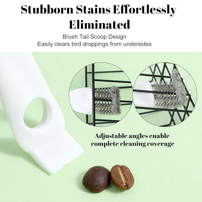 2Pcs Bird Cage Cleaning Brush with Long Ergonomic Handle, Bird Cage Tool Accessories Supplies for Better Cleaning of Birds Droppings from Pet Cages Parrot Cages Birds Perches