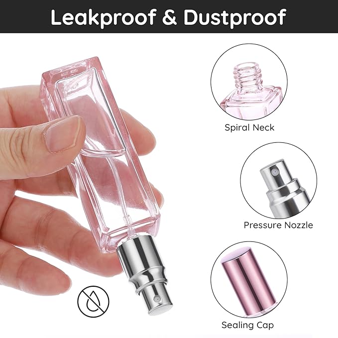 Segbeauty Travel Perfume Bottle Refillable, 5 Pack 20ml Portable Glass Atomizer With Funnel, Empty Spray Bottles for Dispensing Fragrance Toiletries Supplies