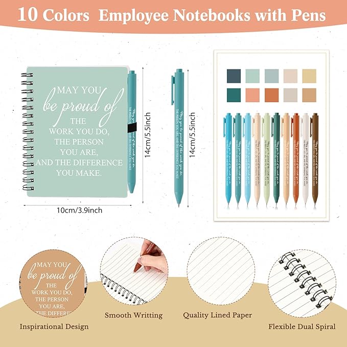 Honoson 50 Sets/100 Pcs Medical Assistant Employee Appreciation Gifts May You Be Proud The Work Notebook with Ballpoint Pen Inspirational Journals Bulk Thank You Gifts for Team Coworker (Novel Color)