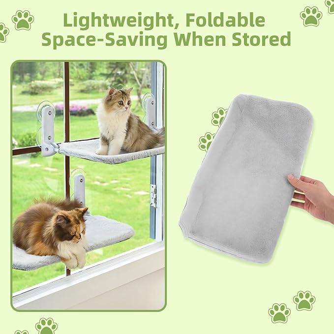 2PCS Replacement Cover for Cat Window Perch, M Size Cordless Cat Window Hammock Bed Accessories, Reversible Breathable/Warm Seat Cover for Inside (Grey, 20.4" L x 11.8" W)