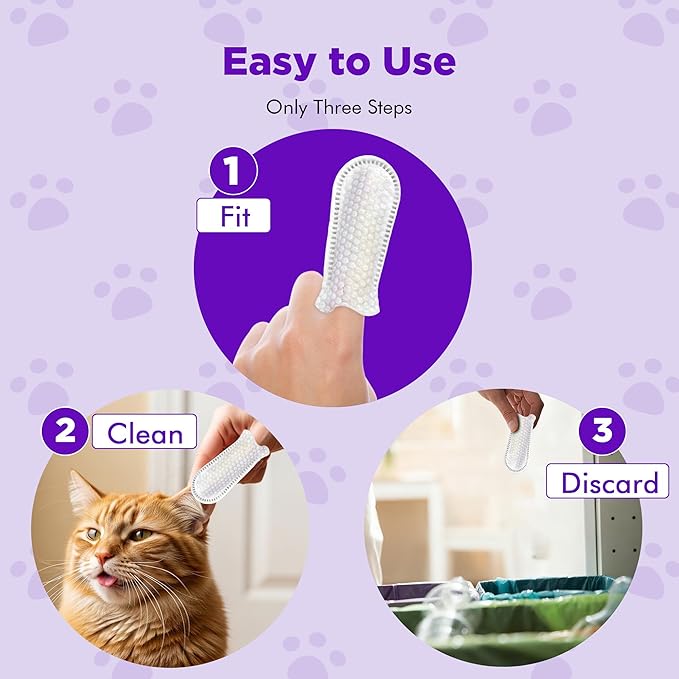 MIOSSZI Dog Ear Cleaner Finger Wipes for Dogs & Cats – Removes Wax & Odor, Helps Soothe Itchy Ears, Pet Ear Cleaning Finger Wipes 50 Count
