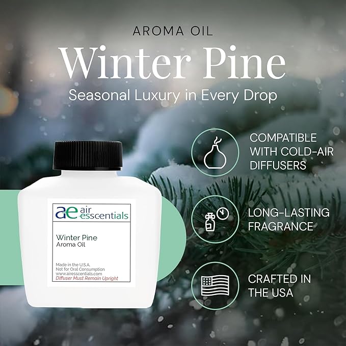 Winter Pine Aroma Oil, Christmas Essential Oil Blend for Diffusers & Scent Machines, Fresh Cut Pine & Fir Tree Fragrance, Cold-Air Diffuser Compatible, 100mL
