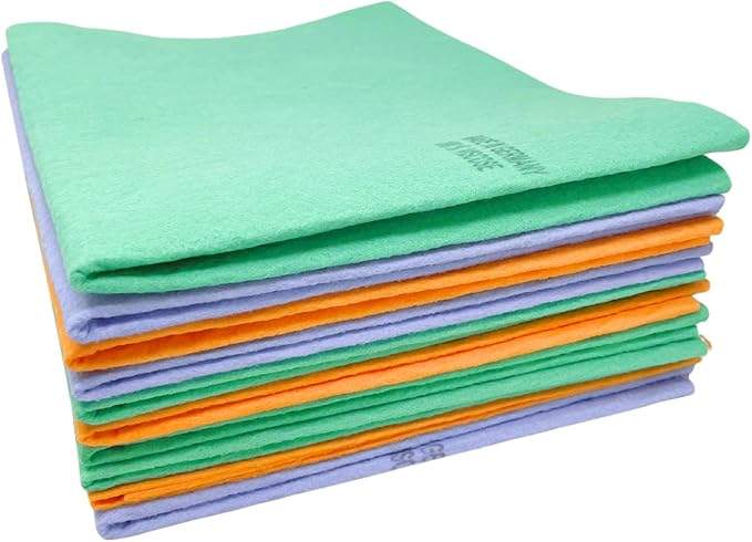 10 Pack Extra Large Original German Shammy Cloths Chamois Towels Super Absorbent for Pets, Parenting Tool Cleaning for Home and Commercial Use Wholesale Bulk (Assorted)