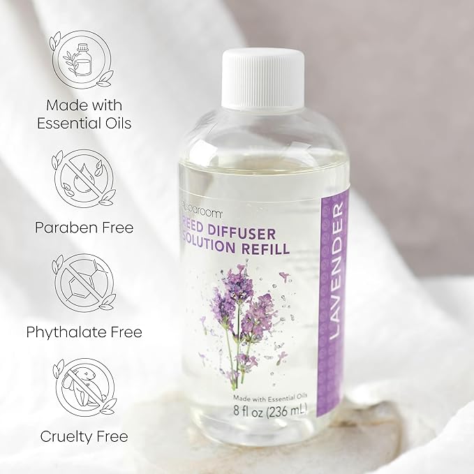 SpaRoom Reed Diffuser Oil Refill – Lavender Scent, 8oz Bottle for Home Fragrance, Calming and Relaxing Blend for Bedroom, Bathroom, or Office, Long Lasting Air Freshener, Aromatherapy Use
