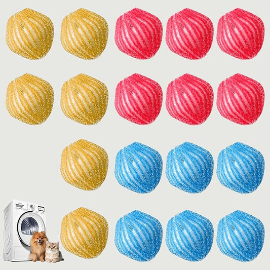 18Pcs Pet Hair Remover for Laundry, Washing Machine Hair Catcher, Effectively Removes Pet Hair, Lint and Dander from Bedding and Clothing, Reusable Dog & Cat Hair Remover Tool, Easy to Use & Clean