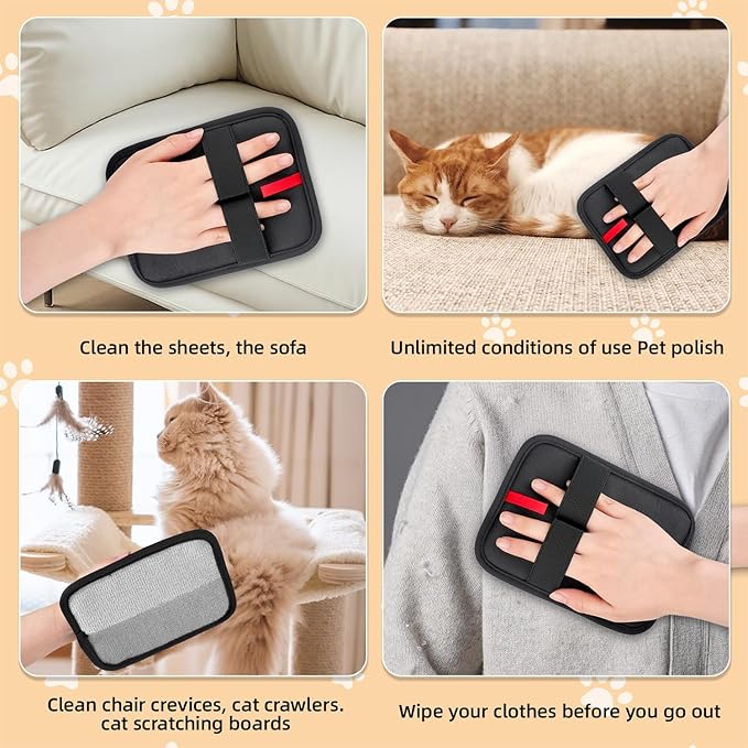 2Pcs Pet Hair Remover, electrostatic pet Hair Removal Gloves, cat and Dog pet Hair Removal Tools, Suitable for Bed Sheets, Blankets, Clothes, Sofas, Multi-Functional Beauty Gloves