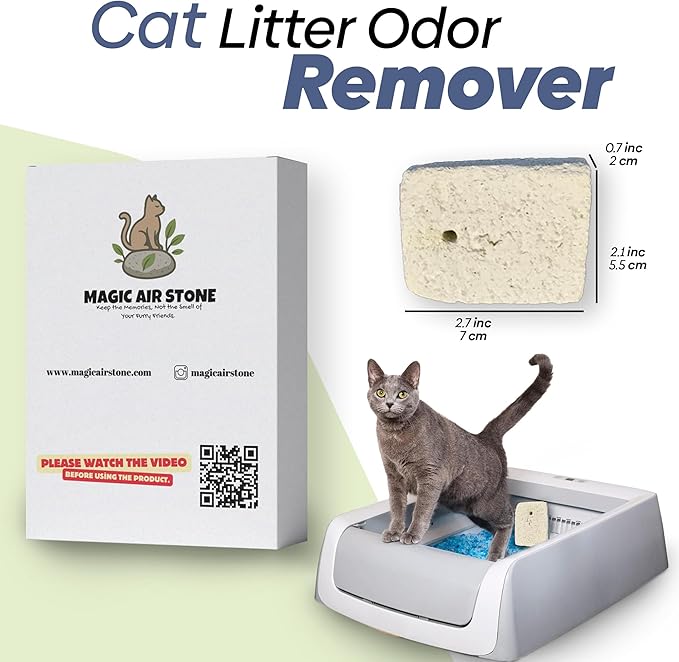 Natural Cat Litter Odor Eliminator Stone – Lifetime Reusable, Odor Neutralizer & Pet-Friendly Air Freshener –, Chemical-Free Cat Urine Smell Remover for Litter Box & Home Use