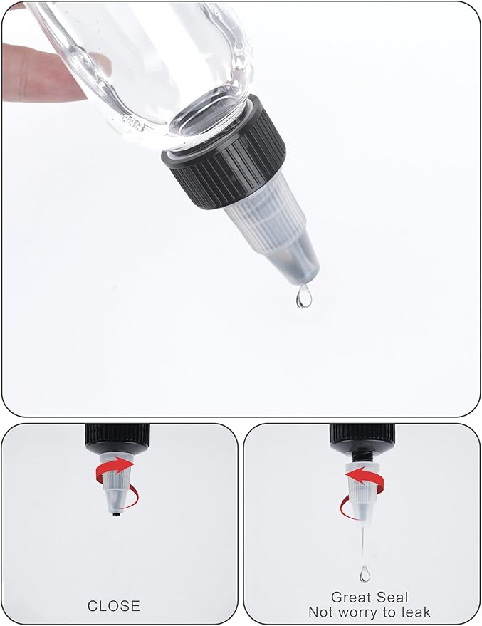 20 Pcs 1oz Plastic Squeeze Bottles with Twist Top Cap, 30ml Clear Dispensing Bottles, Empty Squirt Bottle for Liquids, Sauces, Arts, Crafts, Travel