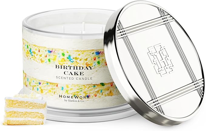 HomeWorx by SLATKIN + CO. Candle- Birthday Cake, 18 oz. Premium Scented Candle - 30-55 Hours Burn Time
