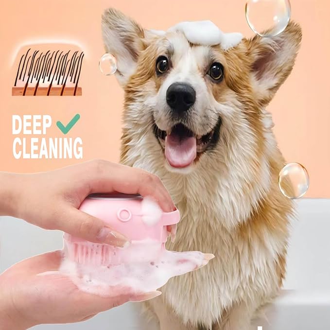 Pets Bath Brush | Scrubber for Bath | Dog Shampoo Brush | Dog Washing/Shower Brush, Suitable for Short/Long Haired Dogs, (pink) (Pink)