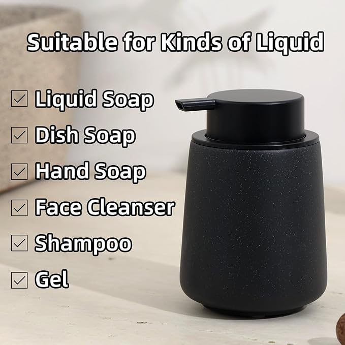 Foaming Soap Dispenser Pump 12OZ, Refillable Foam Hand Dish Soap Dispenser Bottle Jar for Bathroom Kitchen Sink Countertop Home Decor - Black