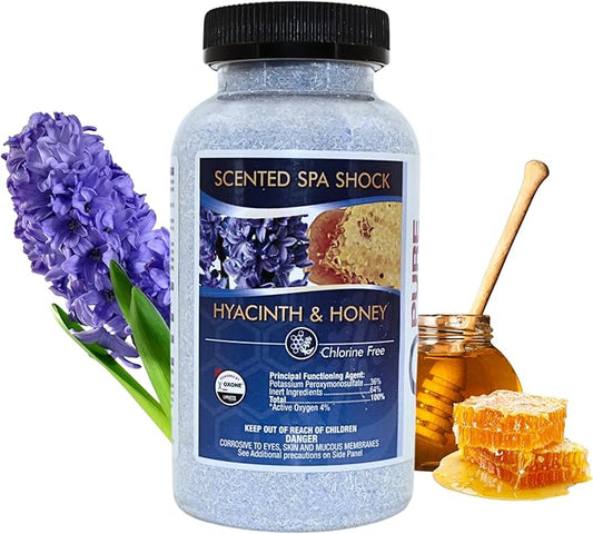 Hyacinth Honey Aromatherapy Spa Shock for Hot Tubs & Spas | Non-Chlorine Oxidizing Hot Tub Shock Treatment | Compatible with Bromine Tablets & Chlorine | Neutralizes Odors & Clarifies Water (2 lbs)