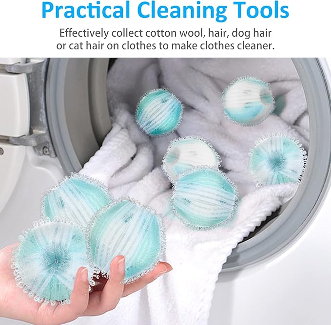 16 Pcs Laundry Pet Hair Remover Reusable Washing Hair Catcher Floating Pet Hair Removal Balls Lint Remover Balls Easy to Use Washing Balls for Pet Hair Washing Machine Dryer Clothes