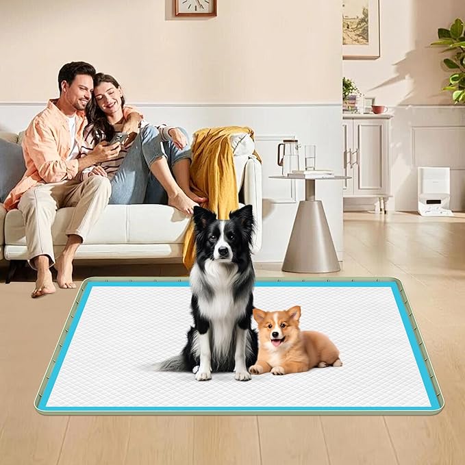 Pee Pad Holder for Dogs, 40" x 28" Silicone Pee Tray Mat Leak-Proof, High Edge, No Spill Pet Pad Holder for Puppy, Cat, Rabbit, Dog Training Pads for Home Floor Protection (Green)