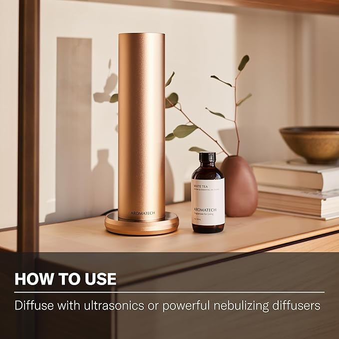 Aromatech White Tea Aroma Essential Oil Blend: Luxury Hotel inspired Aromatherapy with White Tea, Orange & Palo Santo for Ultrasonic Diffusers & Nebulizers - 2 fl oz, 60 mL