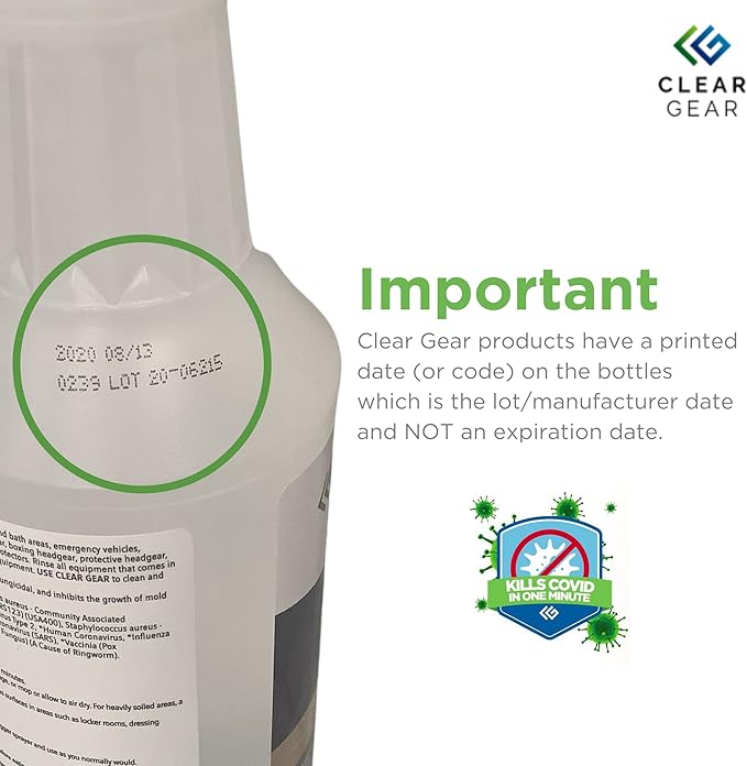 Clear Gear Gym Disinfectant Mat Cleaner, and Gym Equipment Deodorizer for Sports Equipment and Fitness Centers - EPA-Registered, Hospital Grade Disinfectant, Made in USA - (4) 1 Gallon Bottles