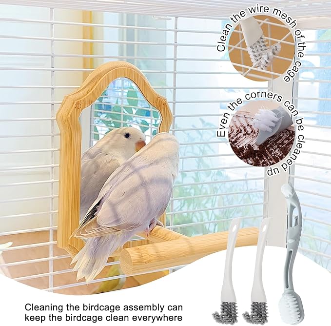 3 Pcs Bird Cage Cleaner,Bird Cage Accessories,Poop Off Bird Poop Remover,Bird Poop Cleaner with Scraper,for Better Cleaning of Bird Droppings from Pet Cages Parrot Cages Bird Perches