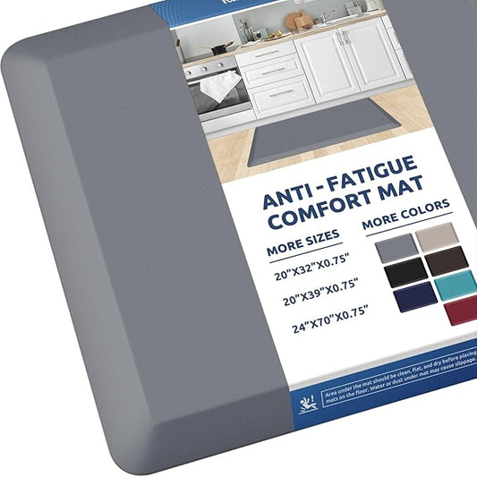 KitchenClouds Kitchen Mat Cushioned Anti Fatigue Rug 20"x32" Waterproof, Non Slip, Standing and Comfort Desk/Floor Mats for House Sink Office (Grey)