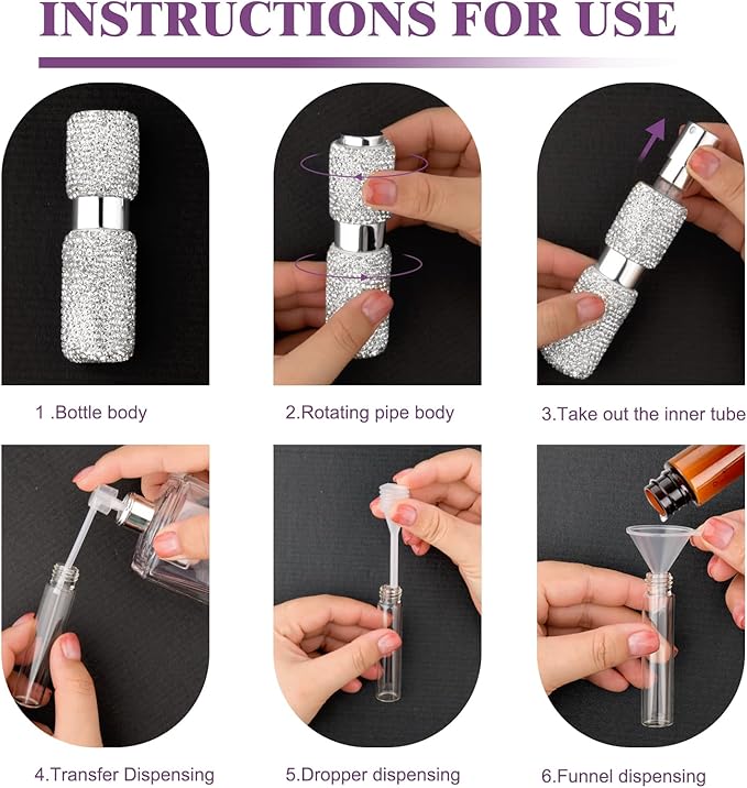 Portable 8ML Perfume Travel Refillable Bottle, Travel Size Perfume Refill Atomizer Bottle,Mini Spray Bottle Empty for Refill(2pc)