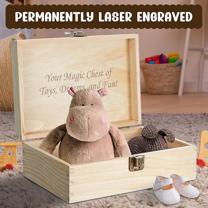 Personalized Baby Memory Box for Keepsakes Custom Engraved Wooden Newborn Gift Box with Lid - Baby Shower Gifts for Boys Girls Keepsake Chest - Storage Boxes for Photos Milestones First Year Treasures