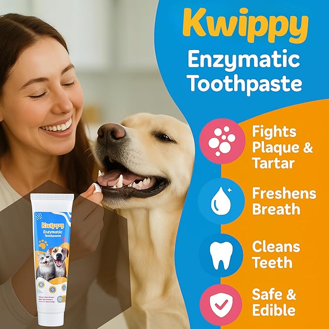 Dog Teeth Cleaning Toothpaste & Tooth Brushing Kit – Eliminate Plaque, Tartar & Bad Breath Mint Dog & Cat Breath Freshener Gel – Enzymatic Toothpaste + Finger Brush + Spray – Safe & Edible