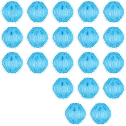 20-Pack Nylon Pet Hair Remover Balls for Laundry, Sky Blue Zappers, 1.6 Inches, Non-Tangle Design for Hair & Dirt Removal
